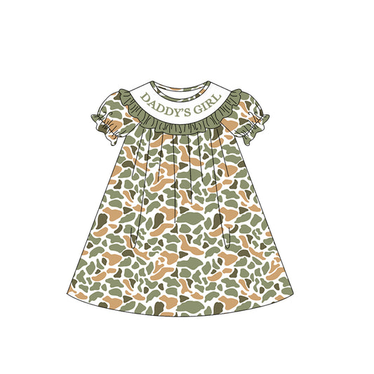 Daddys girl orange green camo design toddle girls dress preorder
