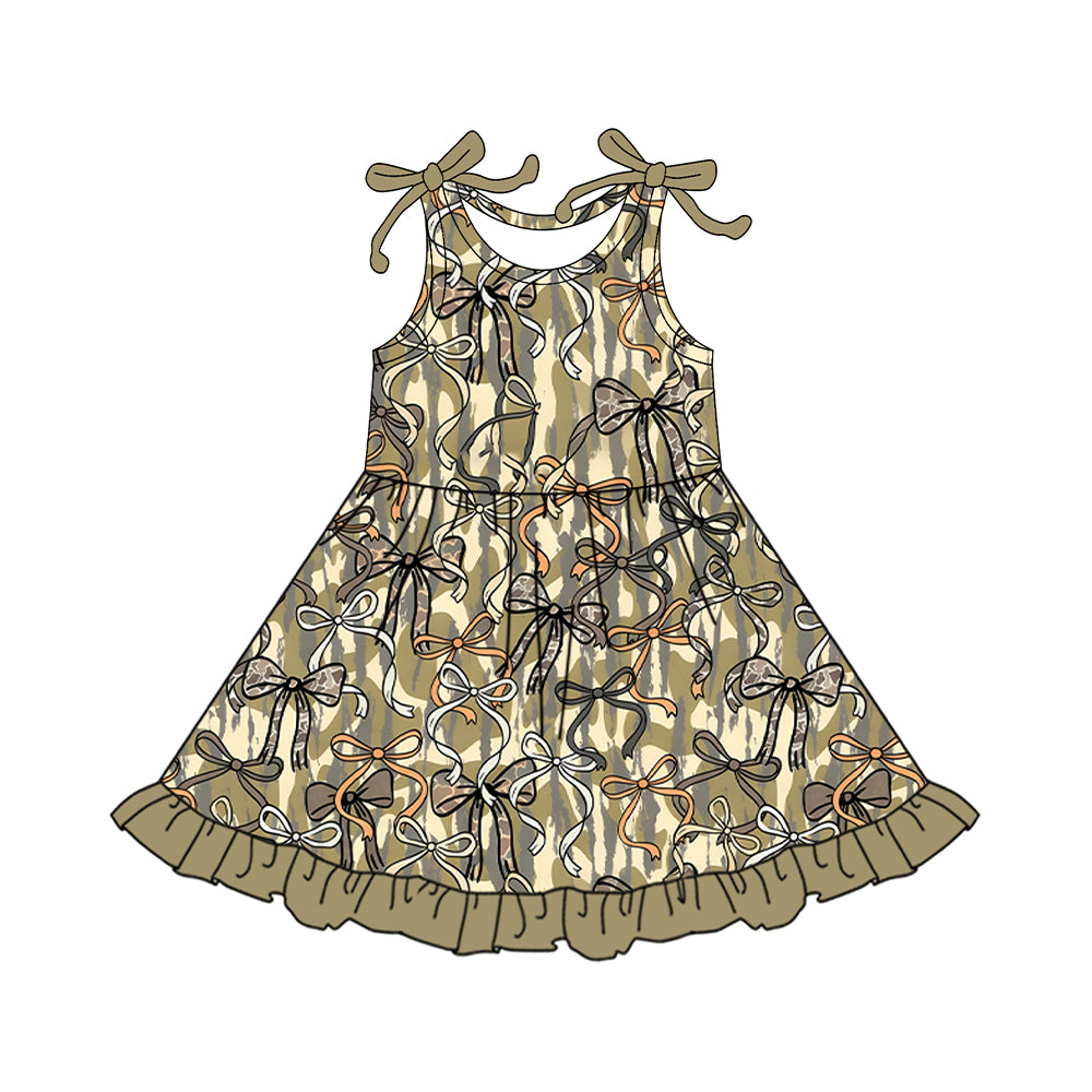 Camo bow design toddle girls dress preorder