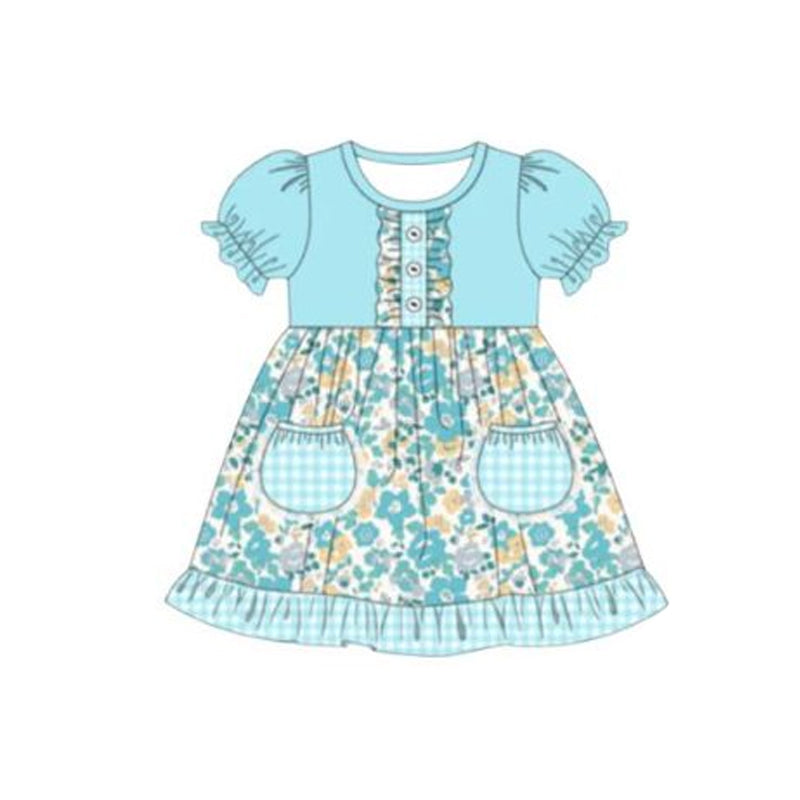 Blue floral design toddle girls dress preorder