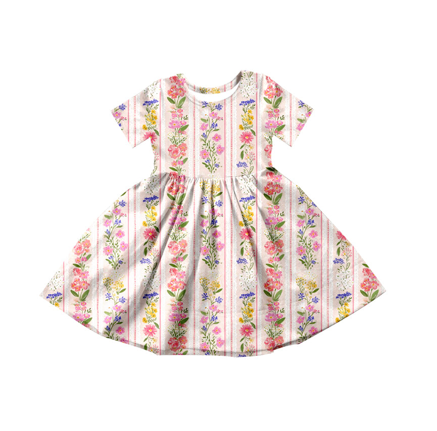 Pink flowers design girls summer dress preorder