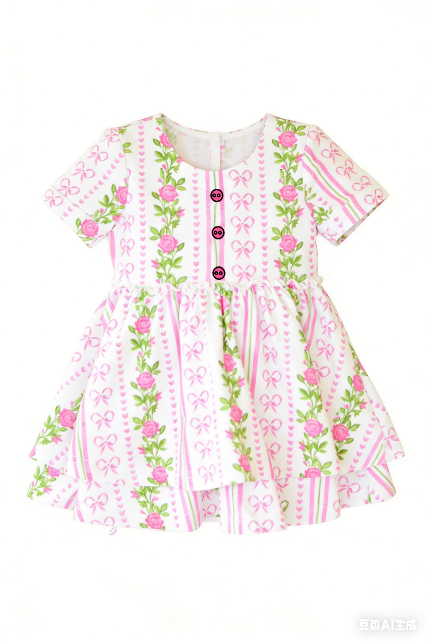 Pink flowers design girls summer dress preorder