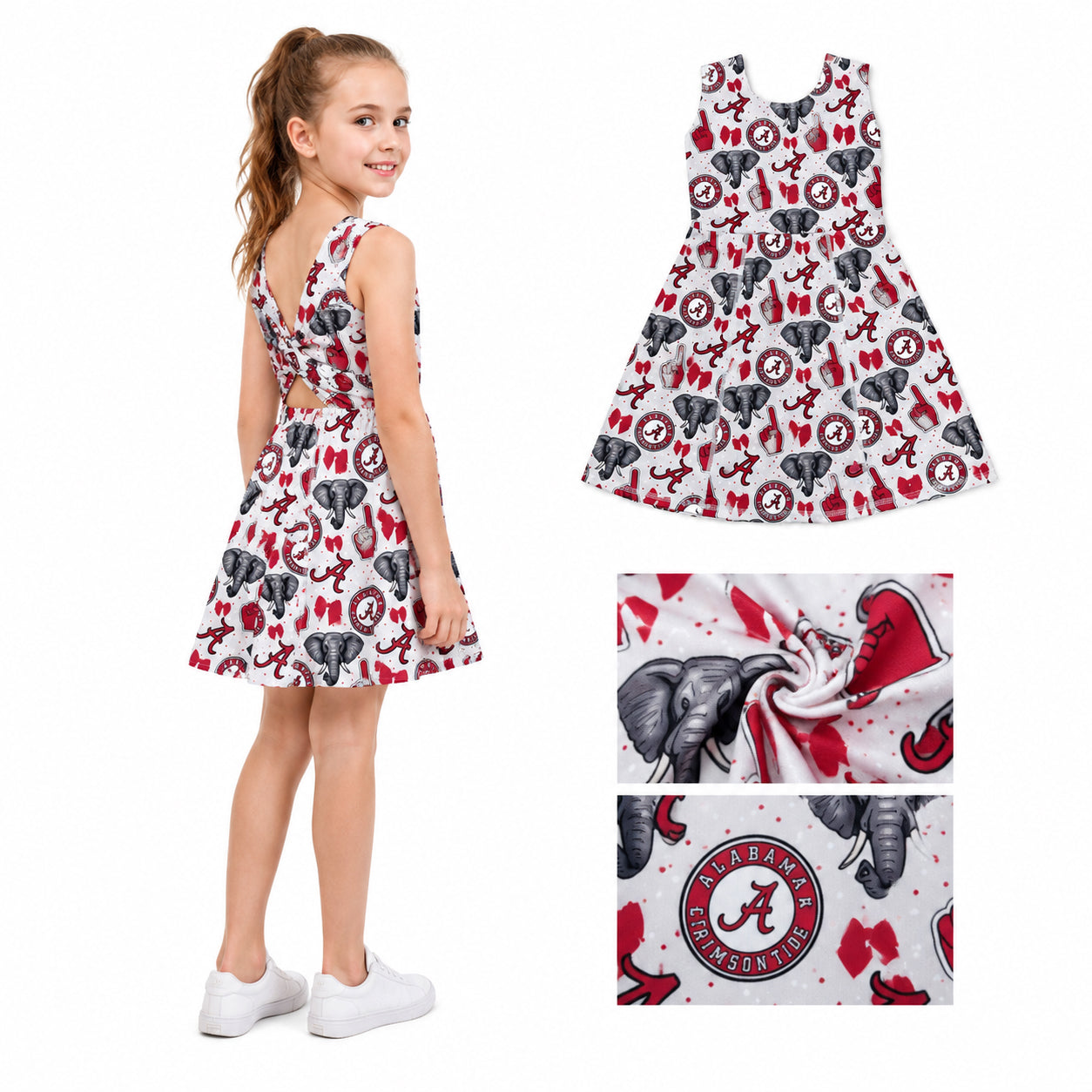 Alabama elephant design girls summer active yoga dress