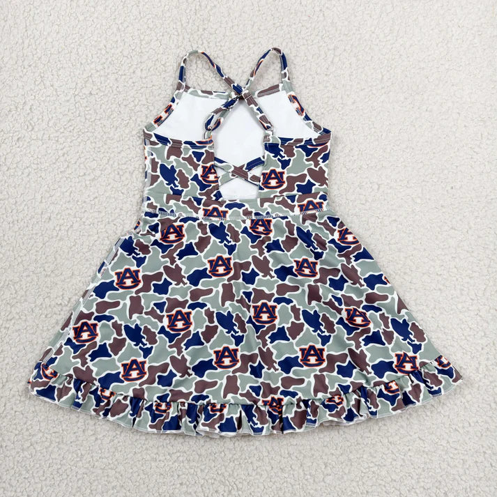 Camo team design girls summer active yoga dress