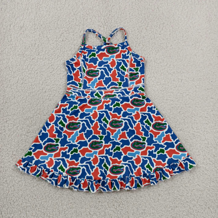 Camo team design girls summer active yoga dress