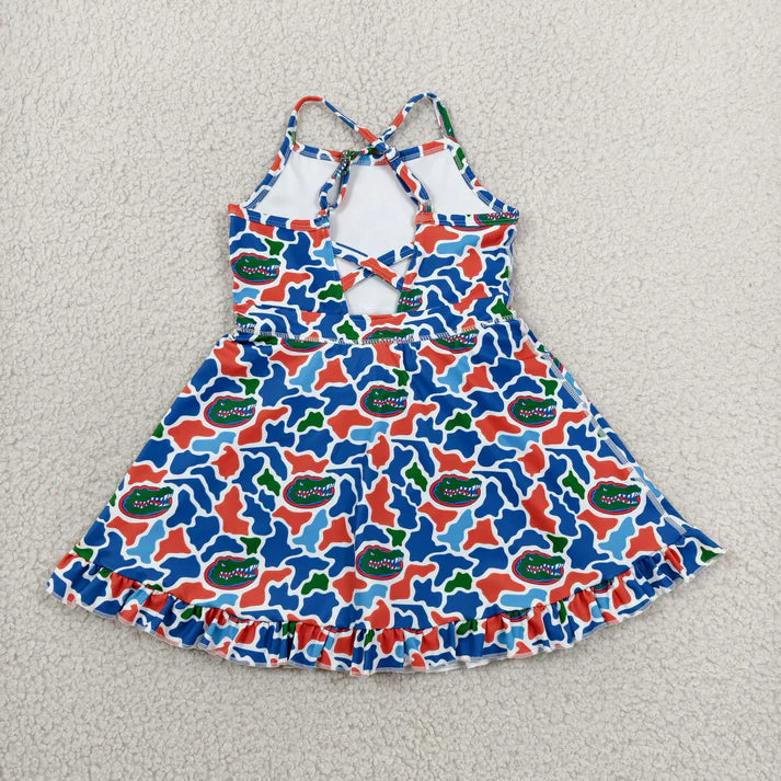 Camo team design girls summer active yoga dress