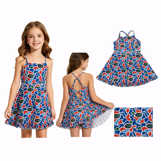 Team camo design girls summer active yoga dress