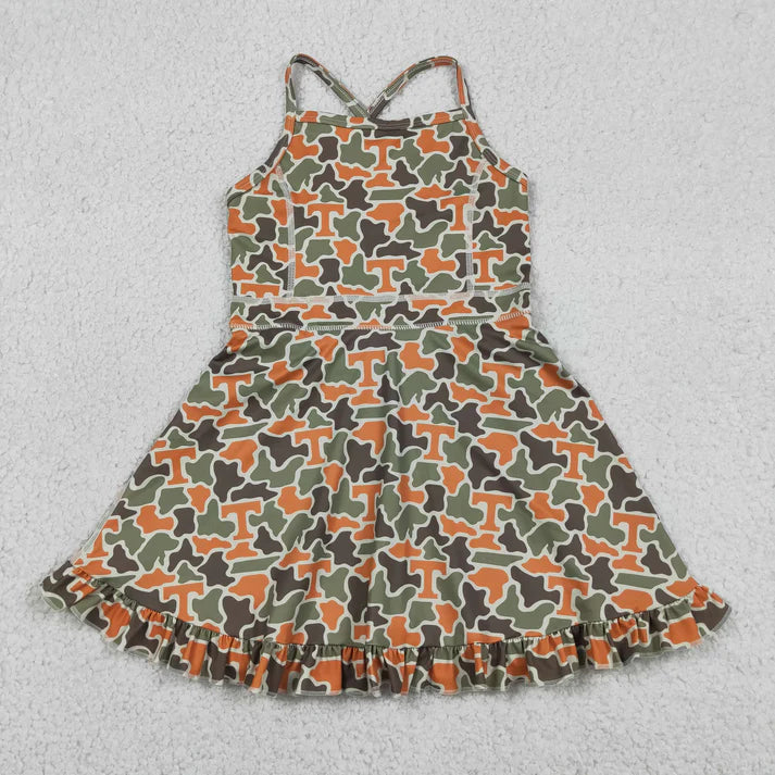 Camo team design girls summer active yoga dress