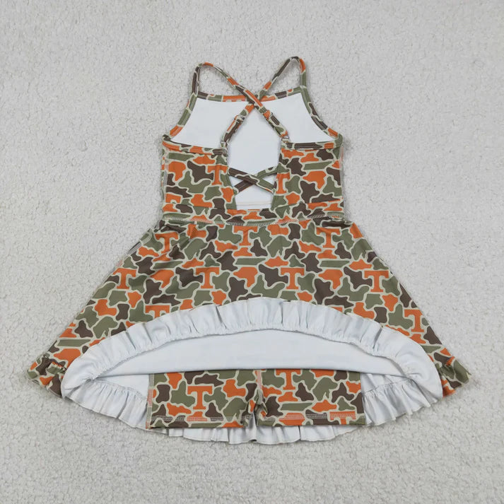 Camo team design girls summer active yoga dress