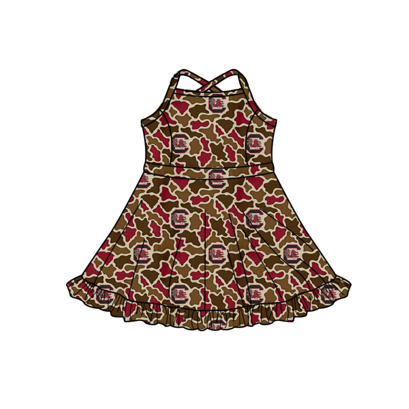 C Team camo design girls summer active yoga dress preorder