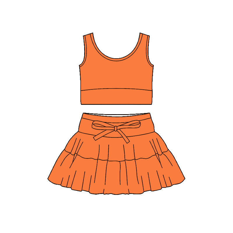 Orange tank top design girls summer active yoga outfit preorder