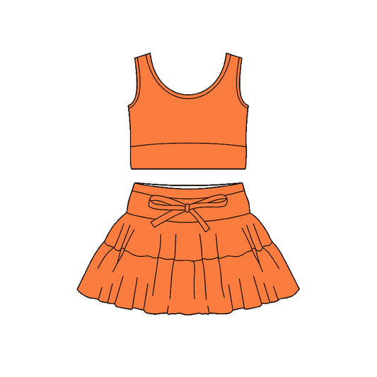 Orange tank top design girls summer active yoga outfit preorder