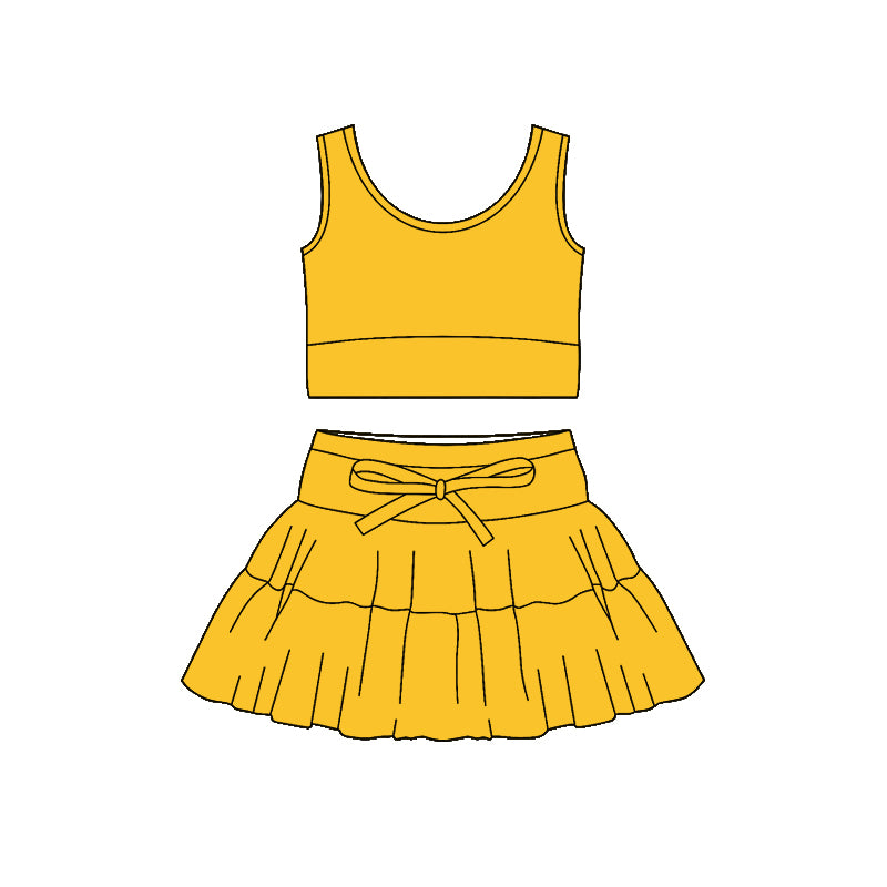 Yellow tank top design girls summer active yoga outfit preorder