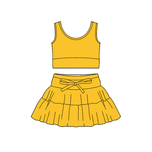 Yellow tank top design girls summer active yoga outfit preorder