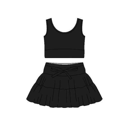 Black tank top design girls summer active yoga outfit preorder