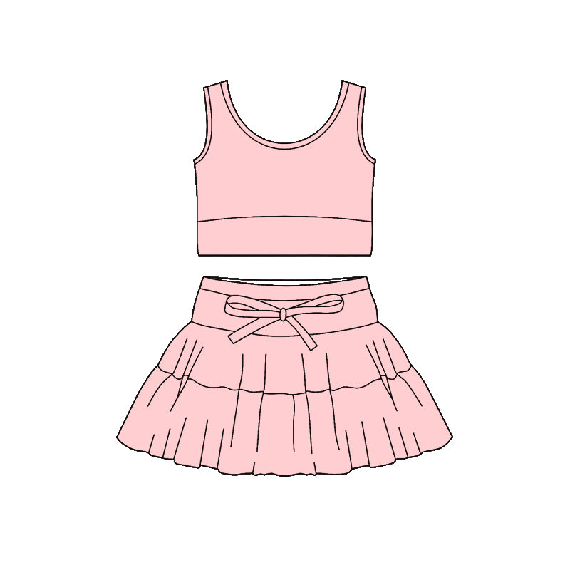 Pink tank top design girls summer active yoga outfit preorder