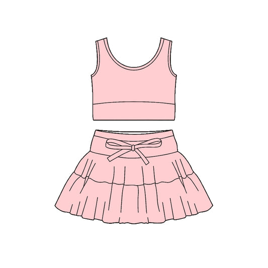 Pink tank top design girls summer active yoga outfit preorder