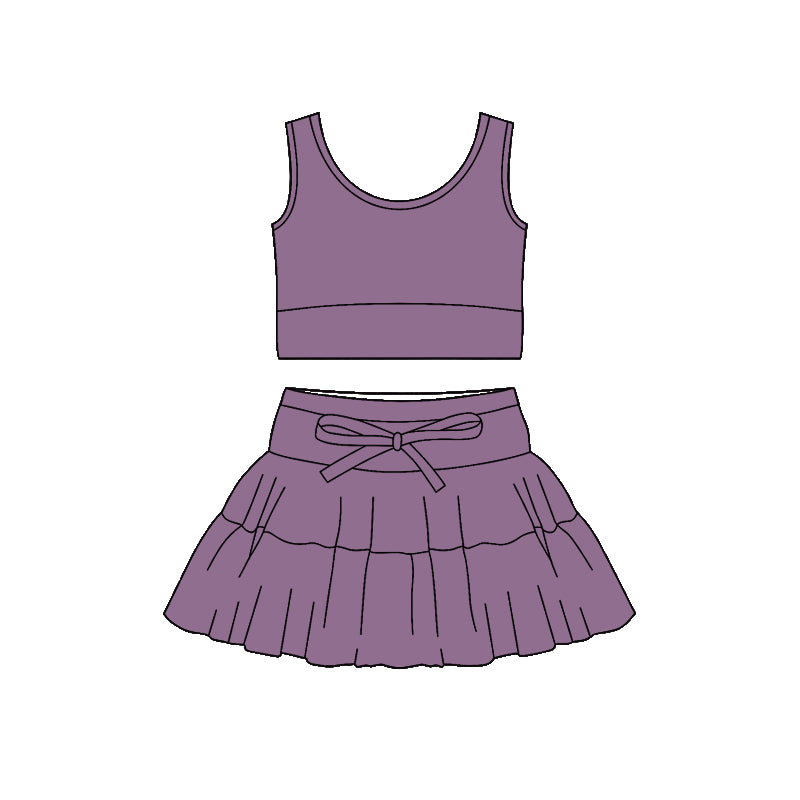 Mauve tank top design girls summer active yoga outfit preorder
