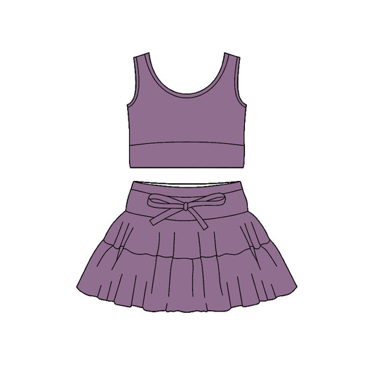 Mauve tank top design girls summer active yoga outfit preorder