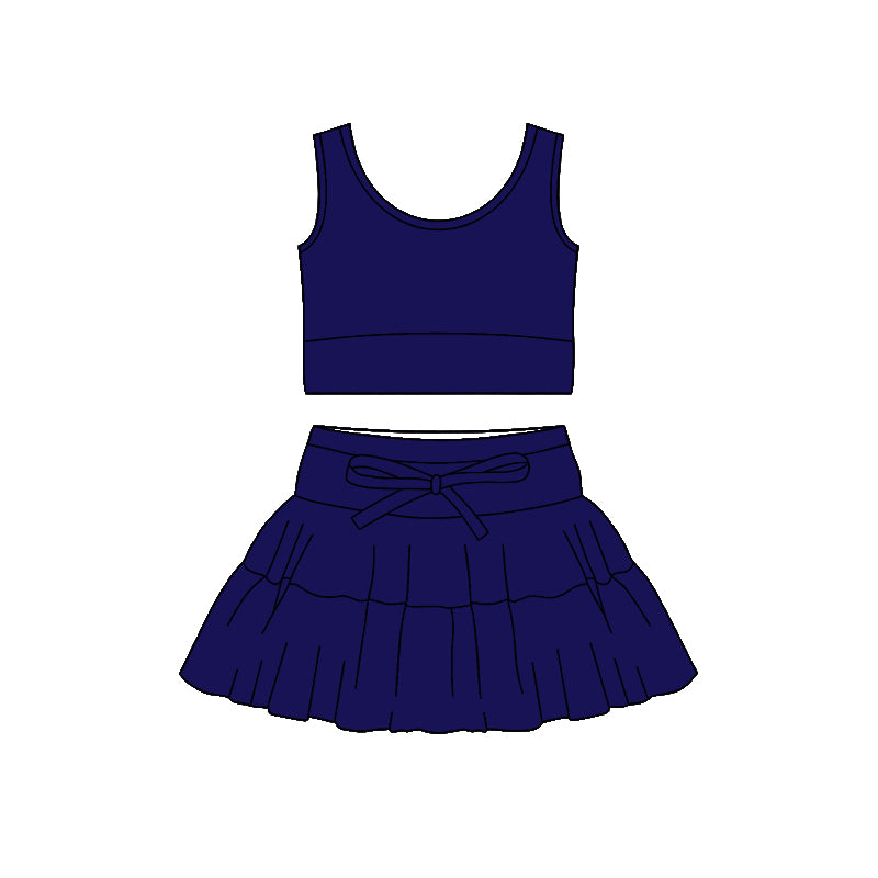 Navy tank top design girls summer active yoga outfit preorder