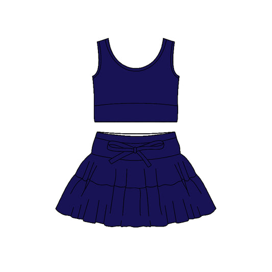Navy tank top design girls summer active yoga outfit preorder