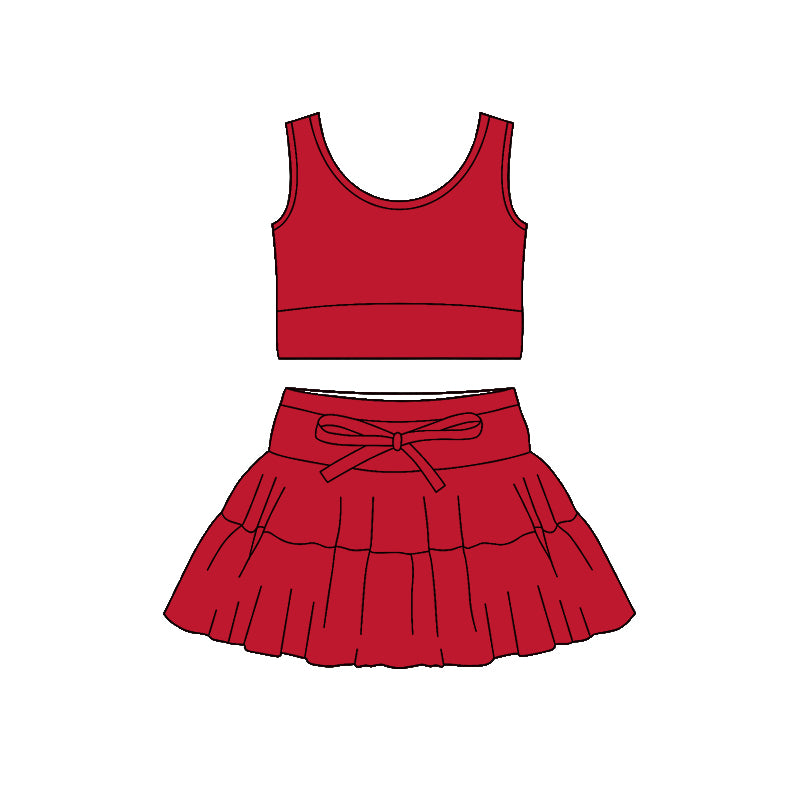 Red tank top design girls summer active yoga outfit preorder