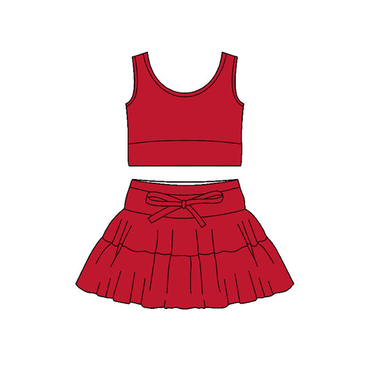 Red tank top design girls summer active yoga outfit preorder
