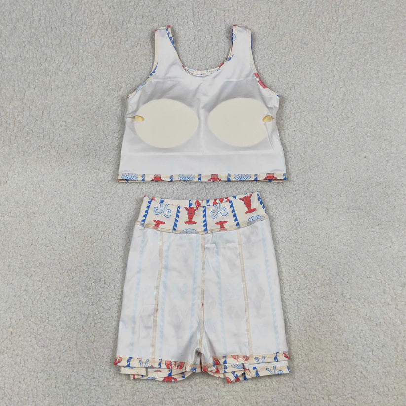 Crawfish tank top design girls summer active yoga outfit