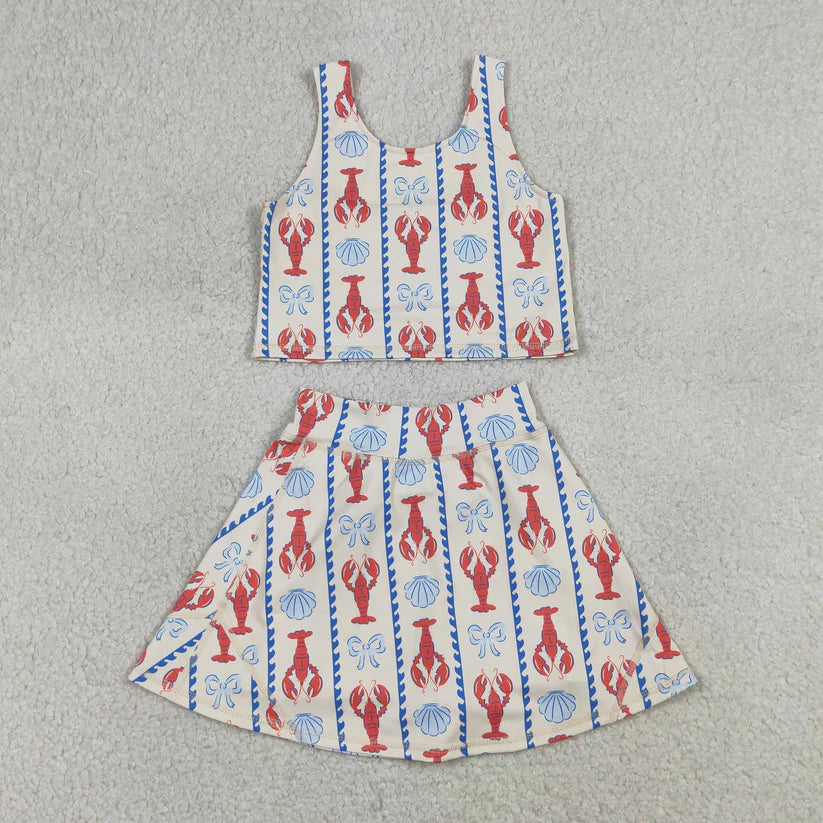 Crawfish tank top design girls summer active yoga outfit