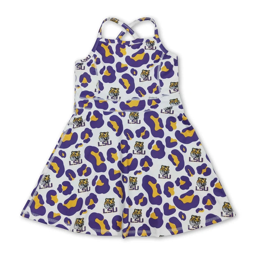 Camo team design girls summer active yoga dress