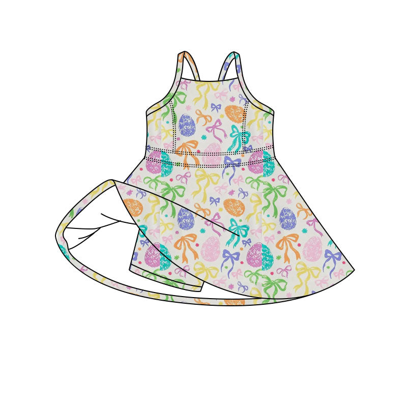 Colorful bow design girls summer active yoga dress preorder