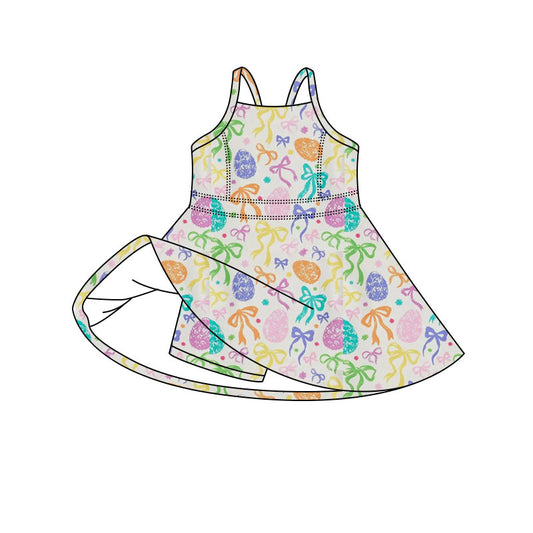 Colorful bow design girls summer active yoga dress preorder