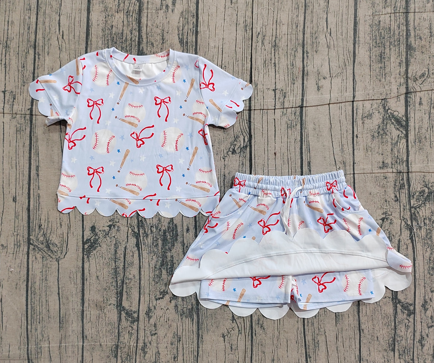 Baseball top matching skirt toddle baby girls yoga outfit preorder