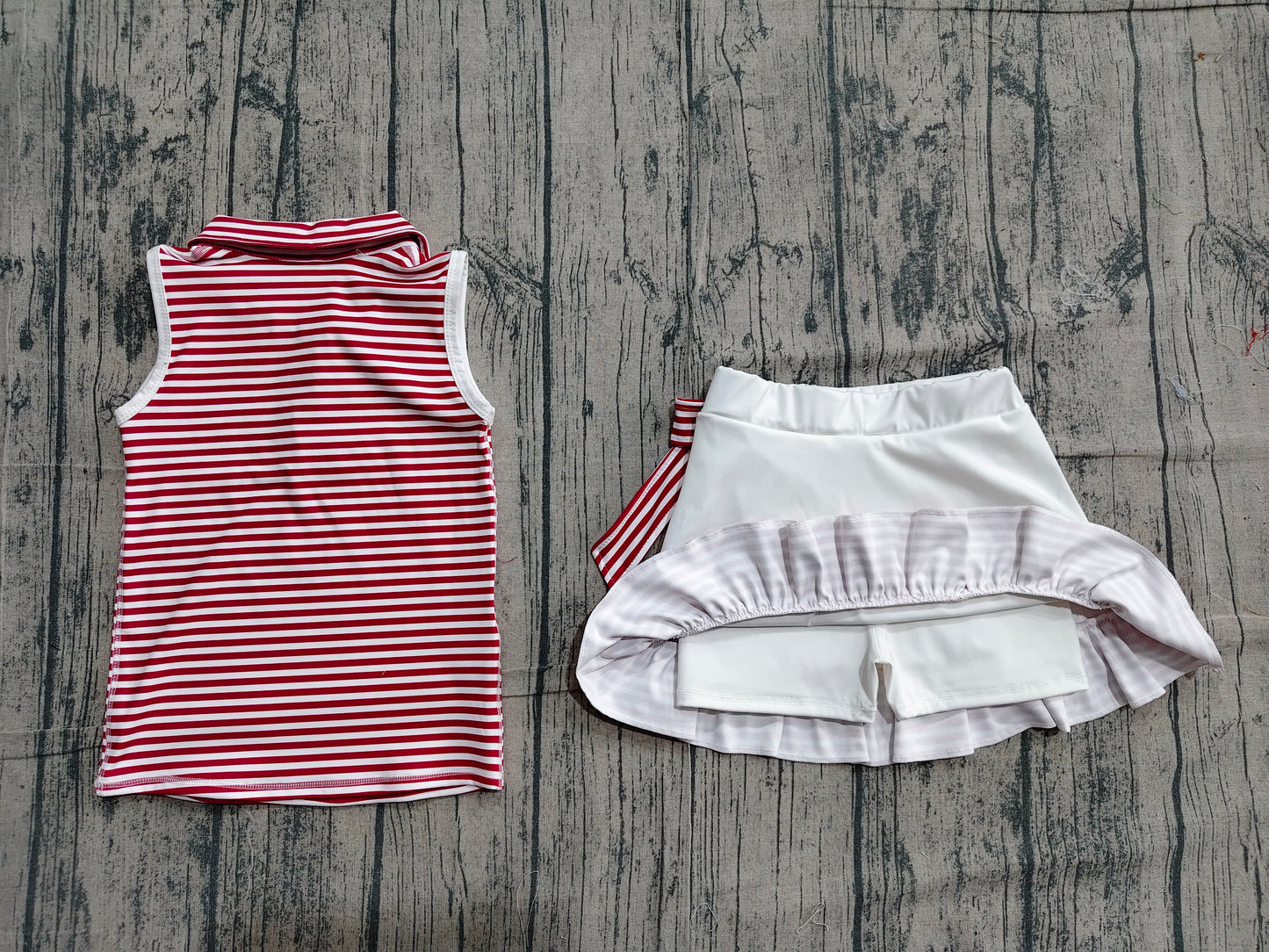 Brown stripes top matching skirt toddle baby girls yoga outfit preorder