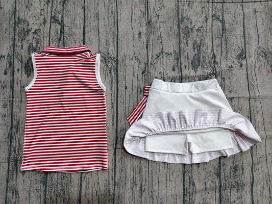 Brown stripes top matching skirt toddle baby girls yoga outfit preorder