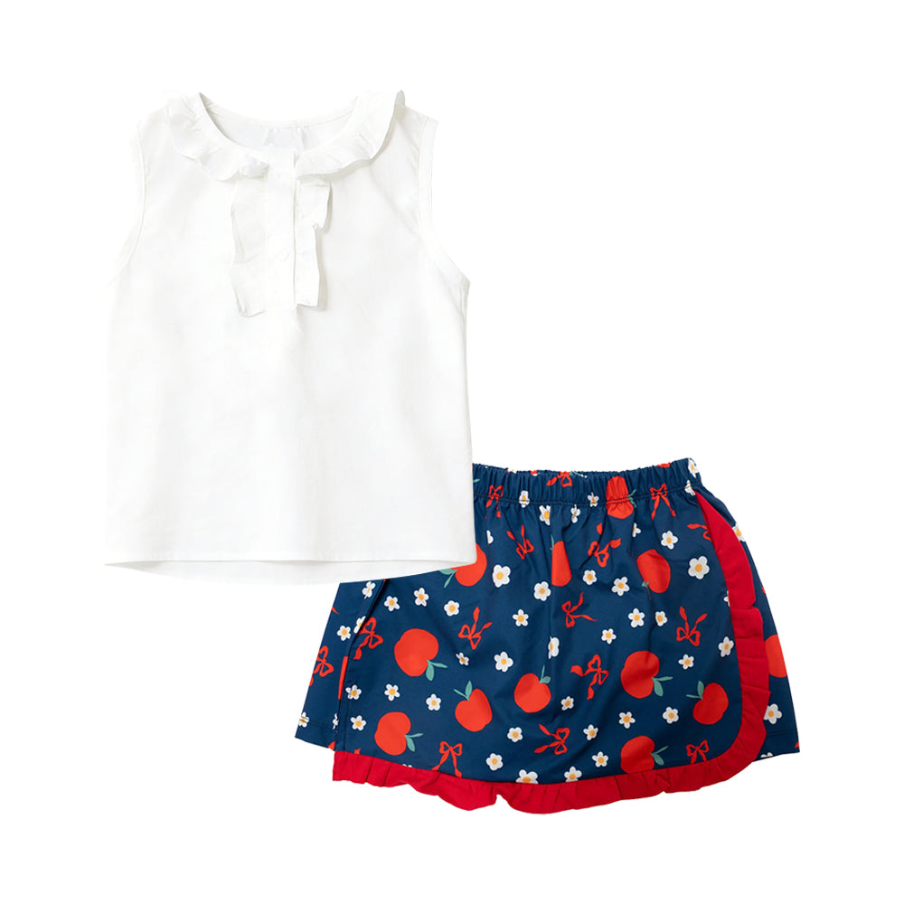 White top matching apple shorts back to school outfit preorder