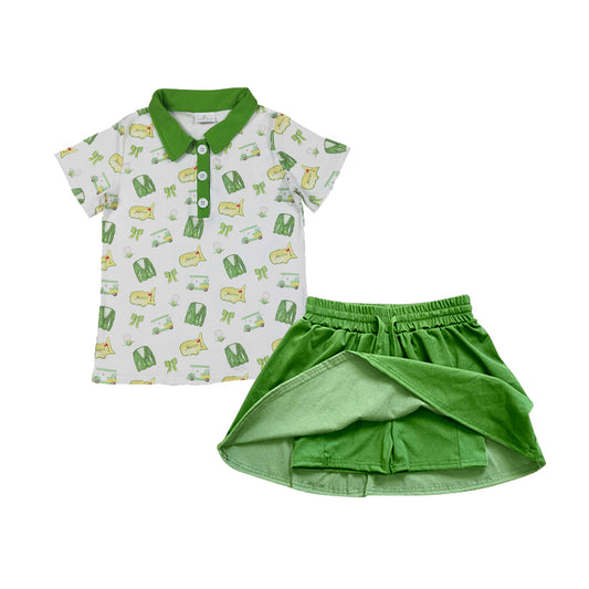 Golf top matching velvet skirt girls outfit preorder