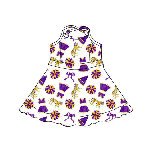 Football tiger team design baby girl summer yoga dress preorder