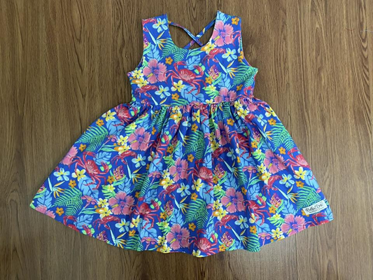 Floral crab design baby girl summer dress preorder