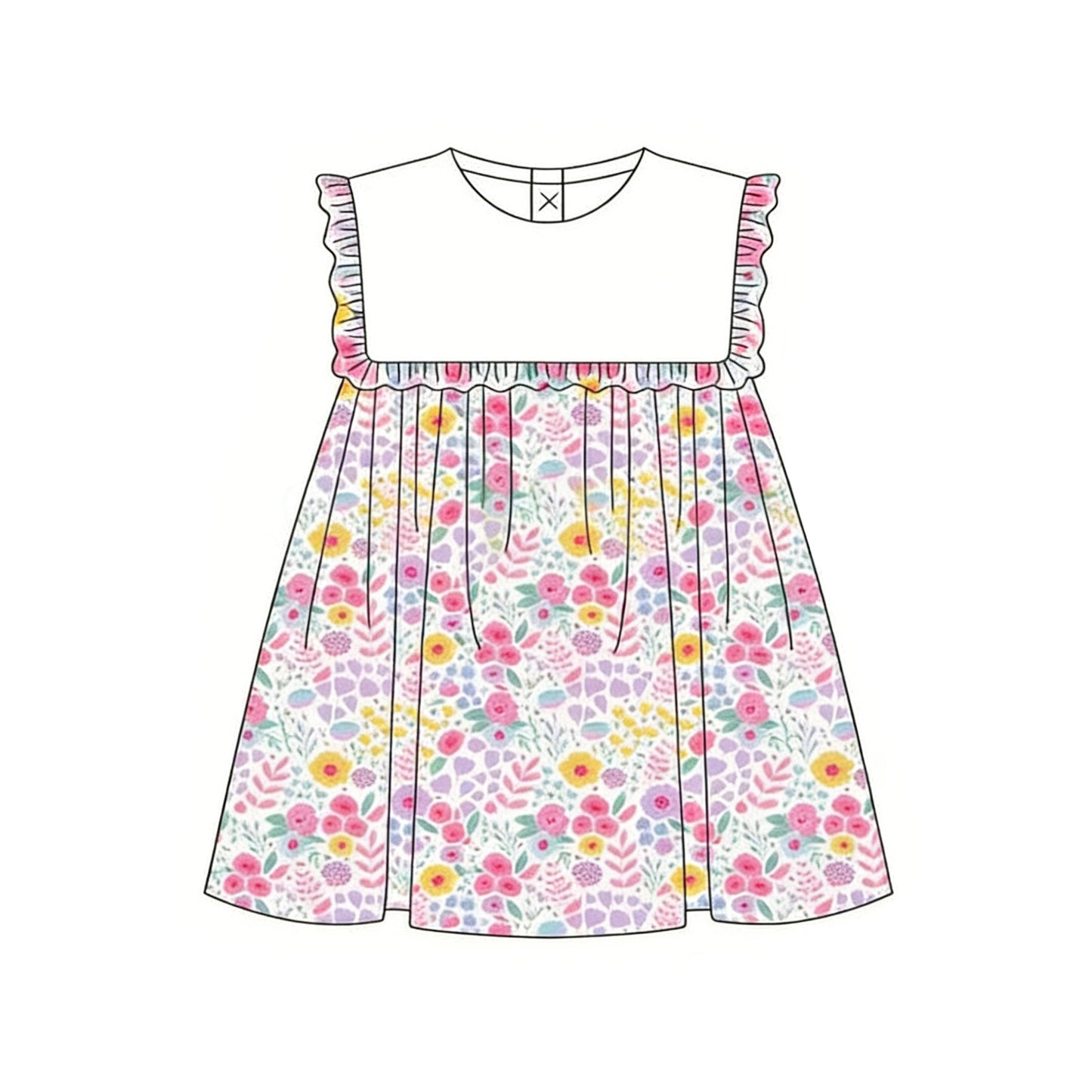 Pink flowers design baby girl summer dress preorder