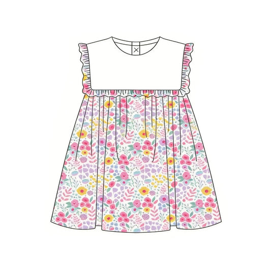 Pink flowers design baby girl summer dress preorder