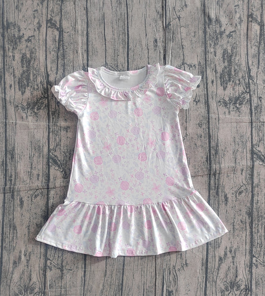 Pink blue flowers design baby girl summer dress preorder