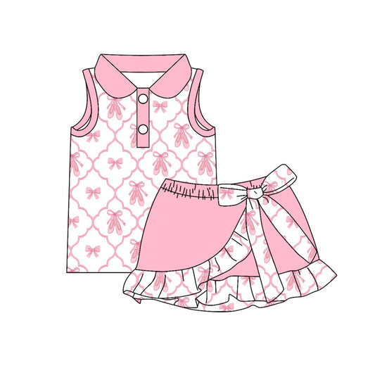 Ballet shoes tank  top matching skirts girls yoga outfit preorder