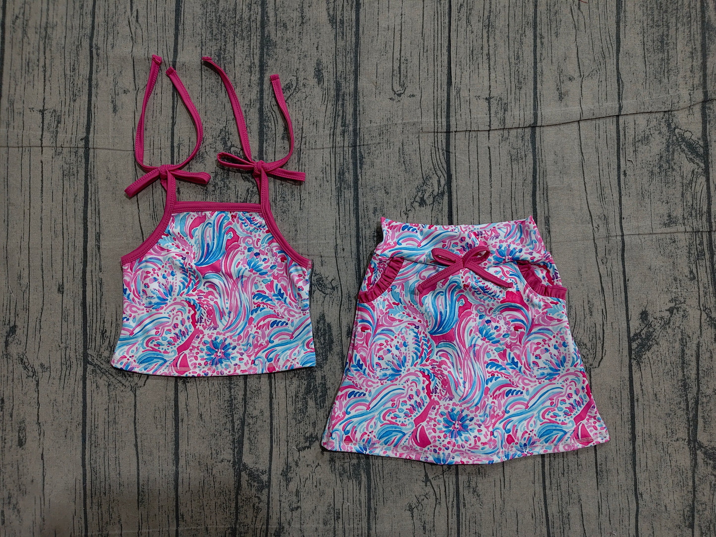 Sea grass tank top matching skirts girls yoga outfit preorder
