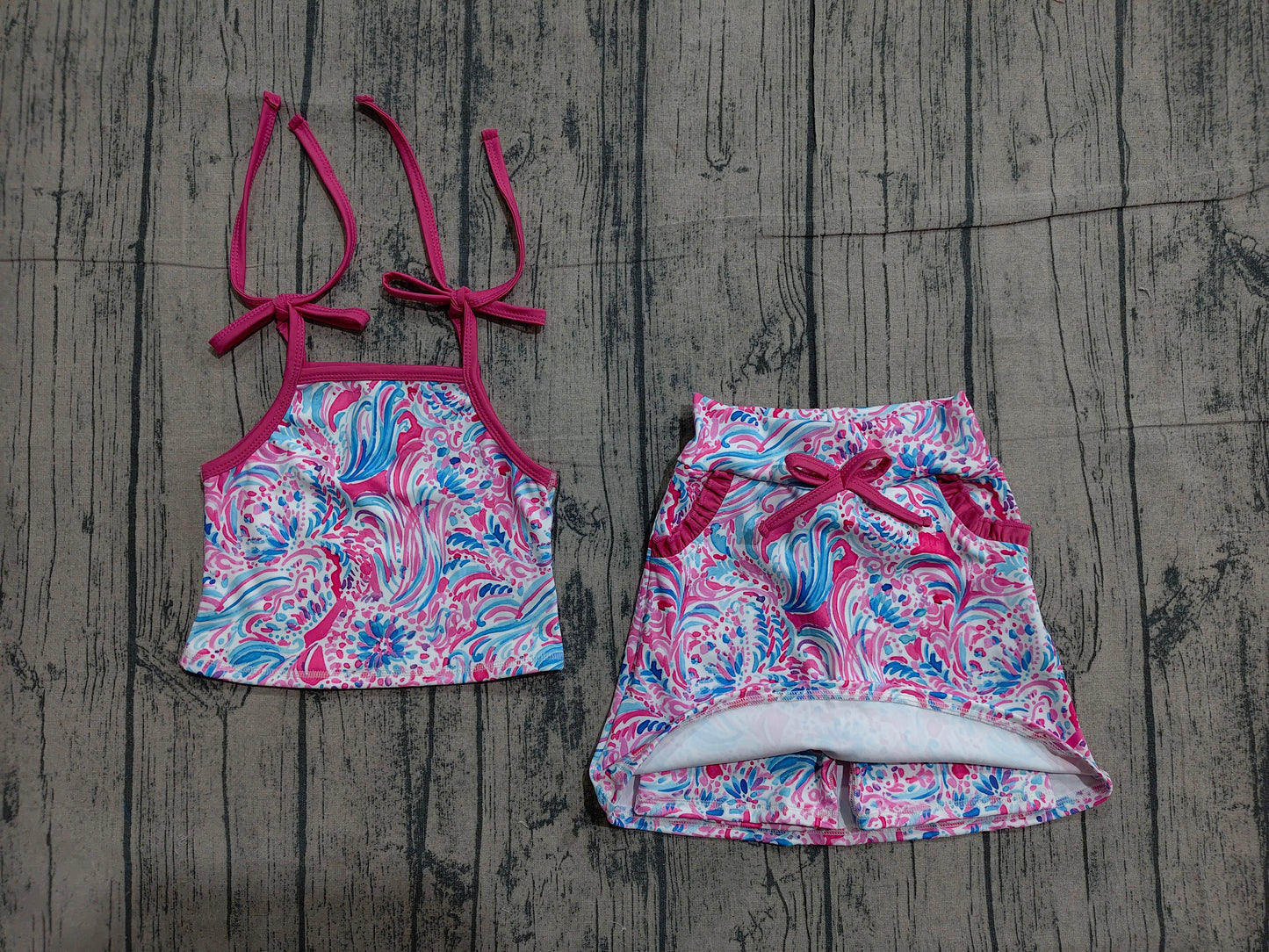 Sea grass tank top matching skirts girls yoga outfit preorder
