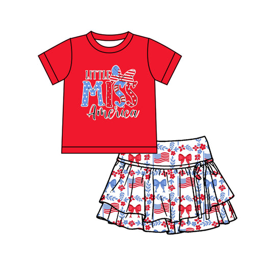 Little Miss American top matching yoga skirts holiday outfit preorder