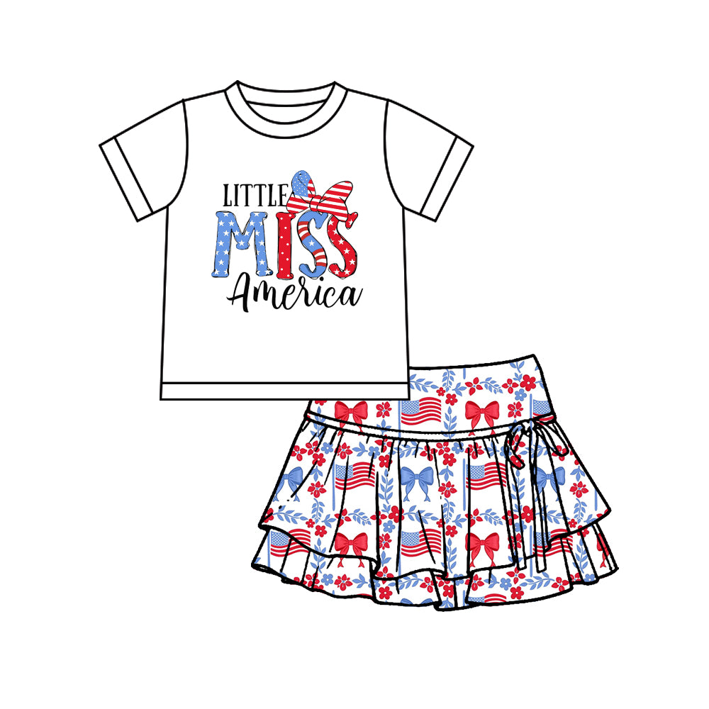 Little Miss American top matching yoga skirts holiday outfit preorder