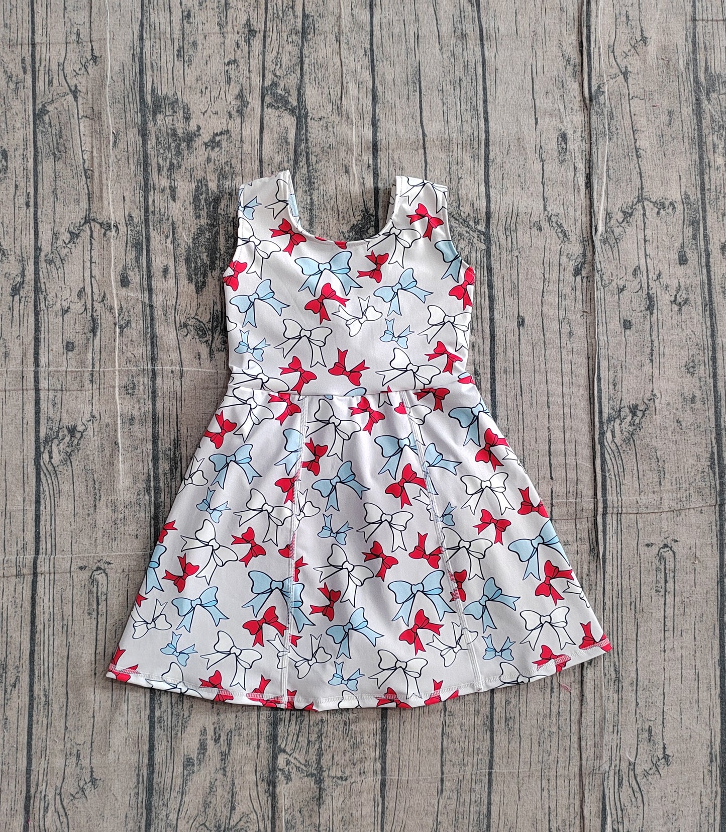 Toddle girls red blue bow design yoga dress preorder