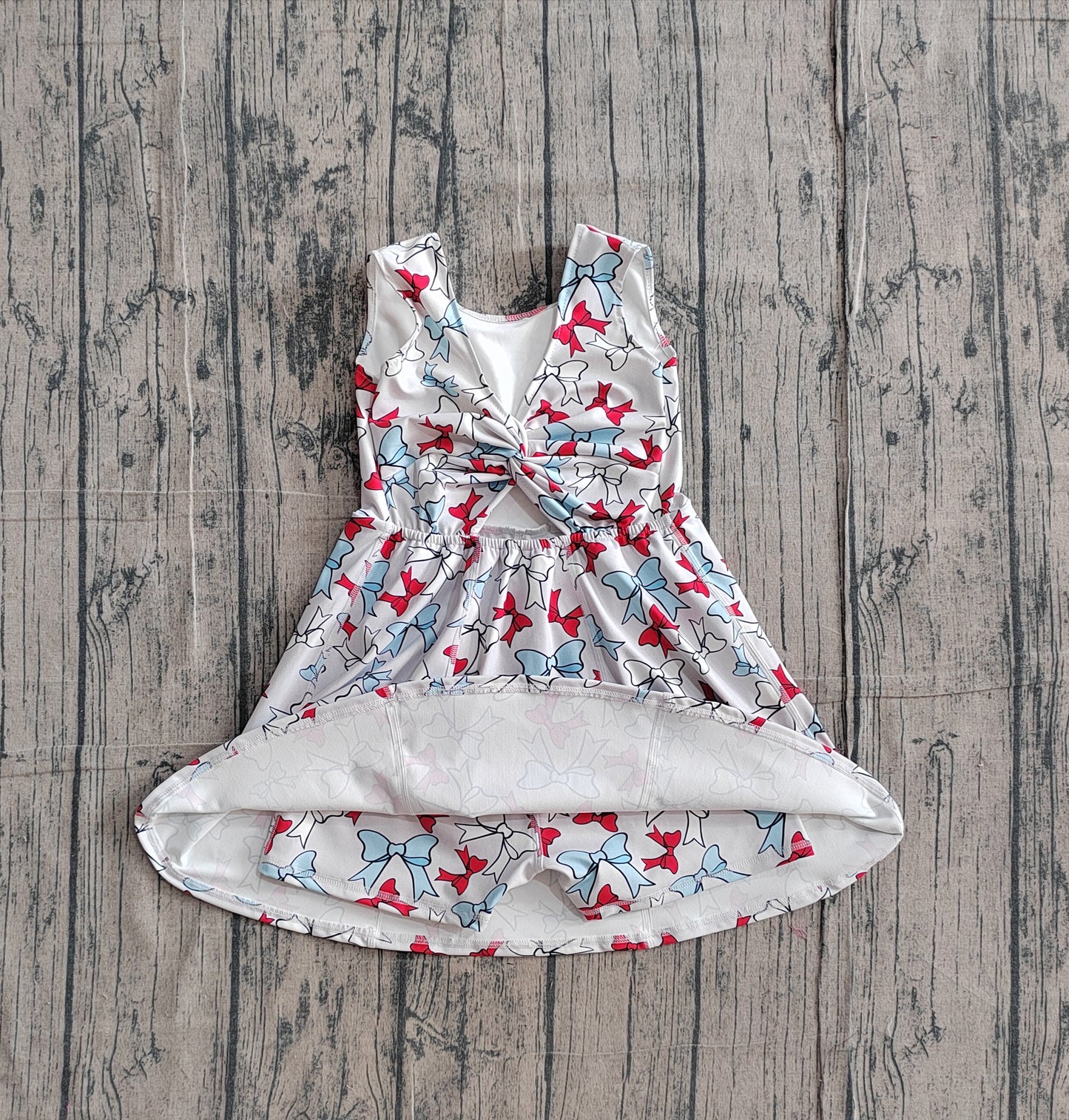 Toddle girls red blue bow design yoga dress preorder