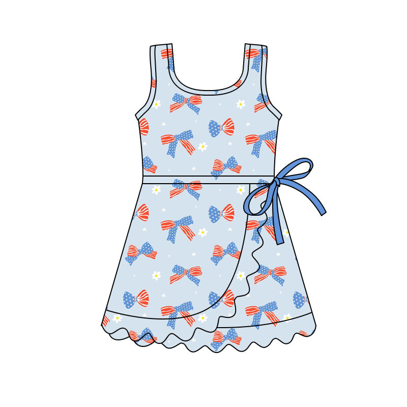 Toddle girls July 4th bow design yoga dress preorder