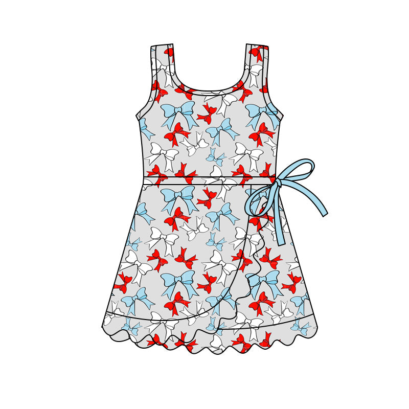 Toddle girls red blue bow design yoga dress preorder